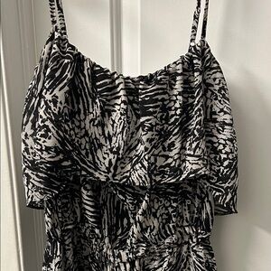 BCBGeneration Black and White Printed Jumpsuit